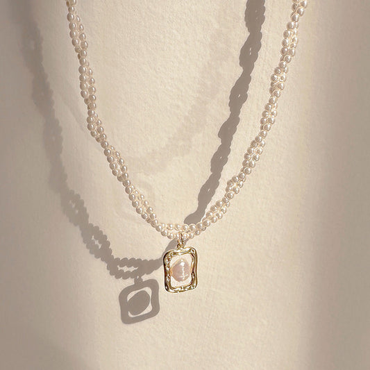 Fashionable Light Luxury Double-Layered Wrapped Pearl Necklace