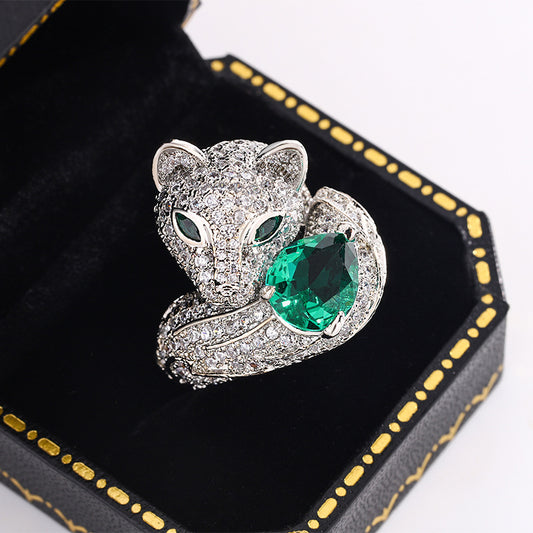 French-style vintage fox open ring