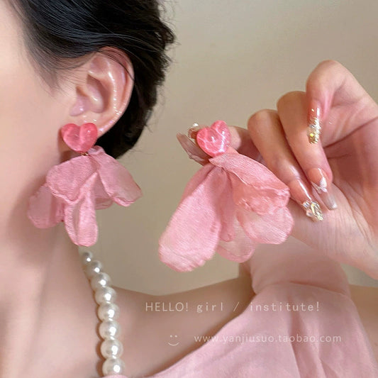Forest-style Sweet Beaded Flower Earrings