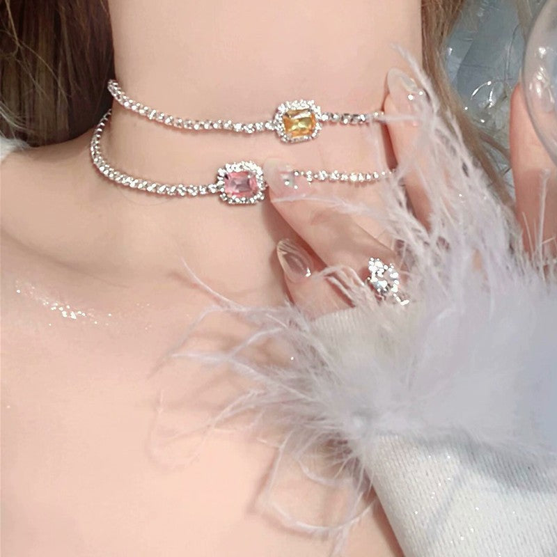 Choker necklace with micro-paved zircon stones