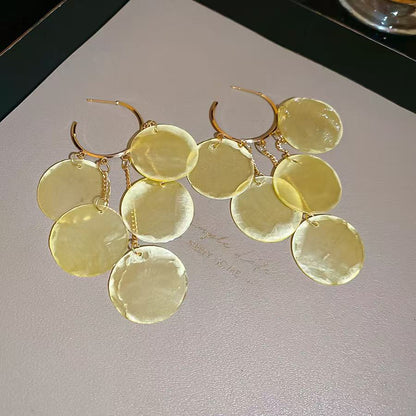 Leaf-shaped Tassel Dangle Earrings