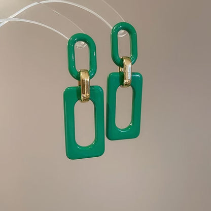 Leaf-shaped Tassel Dangle Earrings