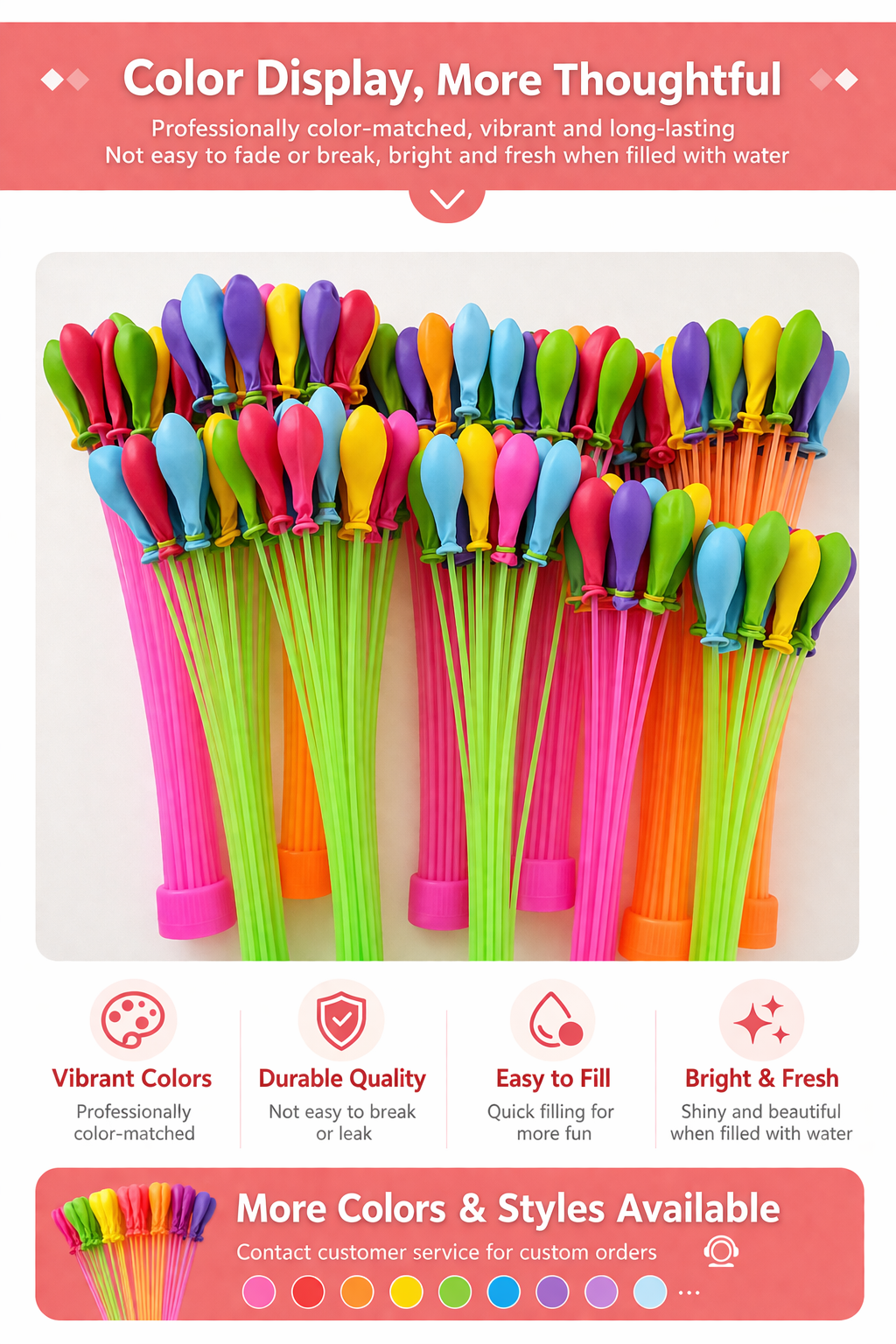 Quick Fill Water Balloons - Small Colored Water Bomb Balloons