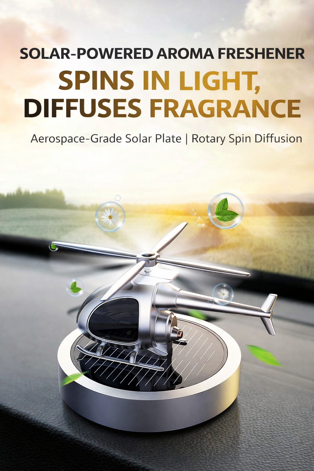 Solar-Powered Airplane Car Air Freshener Ornament