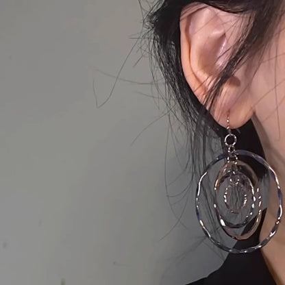 Vintage Layered Hammered Hoop Earrings