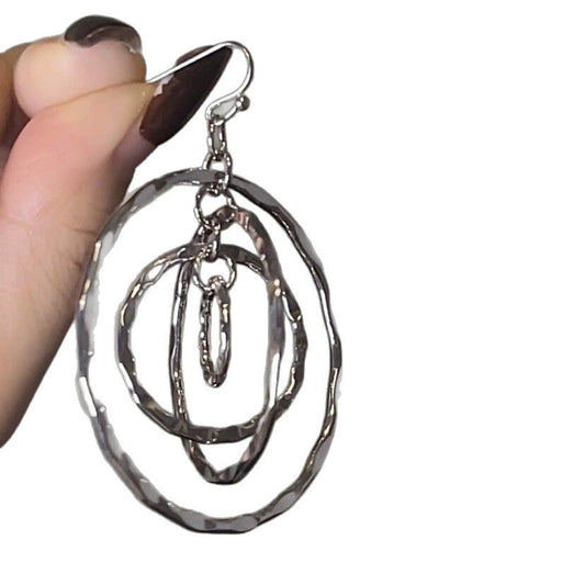 Vintage Layered Hammered Hoop Earrings