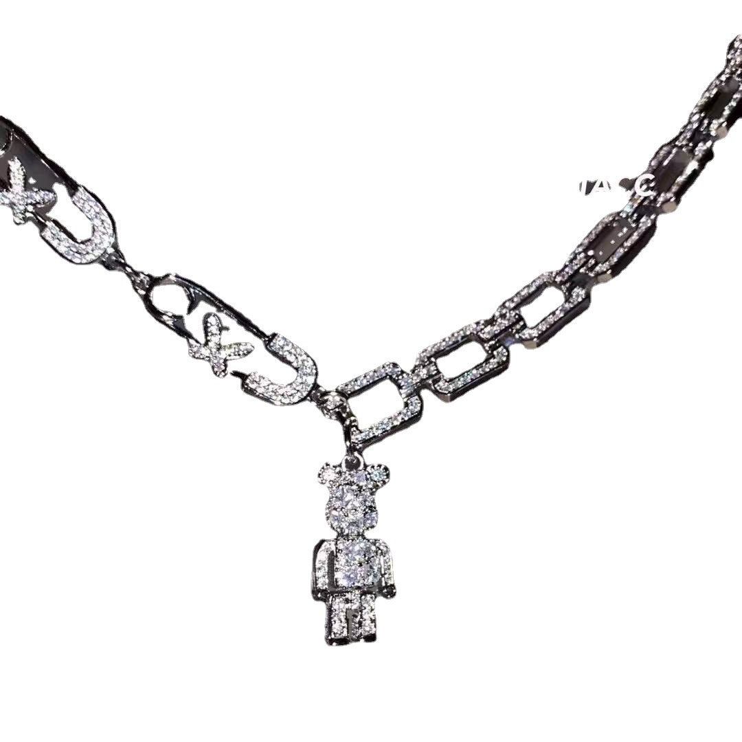 Teddy Bear Gemstone Pendant Necklace