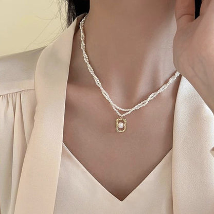 Fashionable Light Luxury Double-Layered Wrapped Pearl Necklace