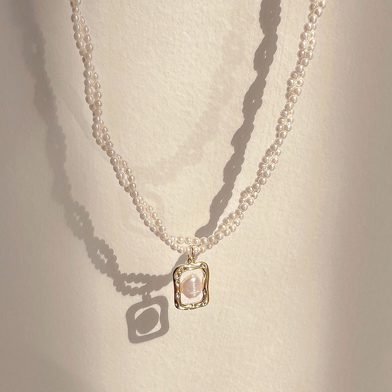 Fashionable Light Luxury Double-Layered Wrapped Pearl Necklace