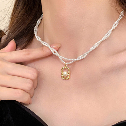 Fashionable Light Luxury Double-Layered Wrapped Pearl Necklace