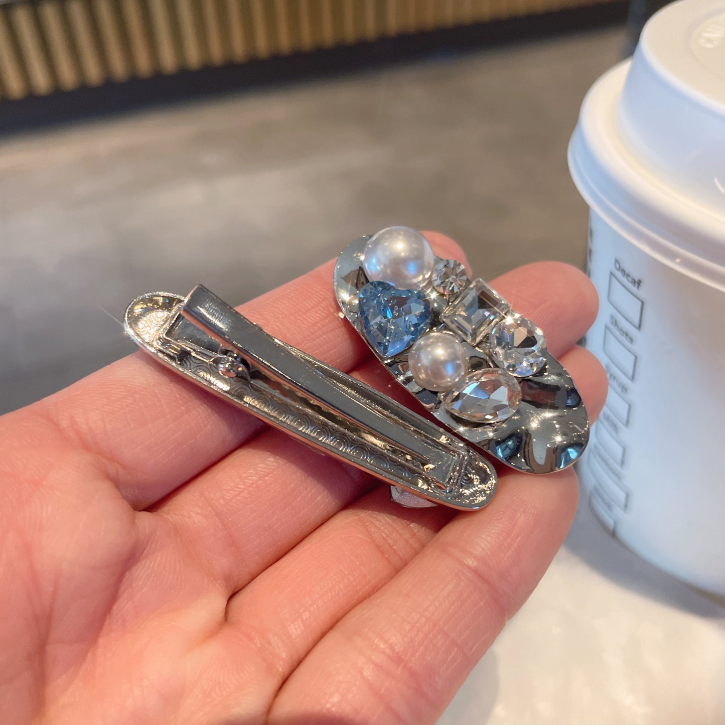 Girly Rhinestone Pearl Hair Clip