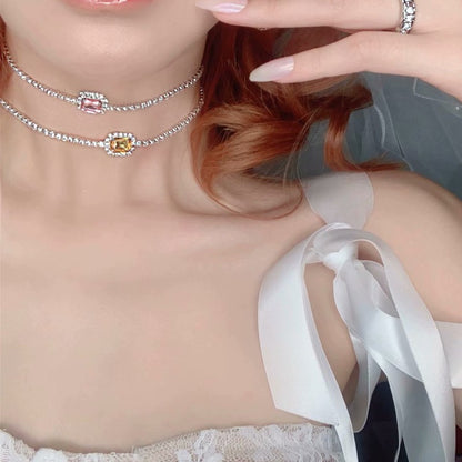 Choker necklace with micro-paved zircon stones