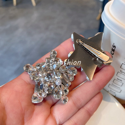Crystal Pearl Star Hair Clip