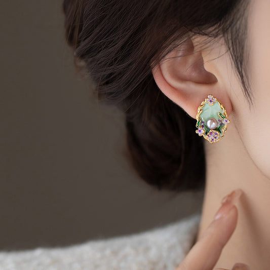 Monet's Garden Pearl Earrings