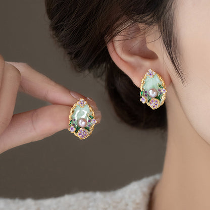 Monet's Garden Pearl Earrings