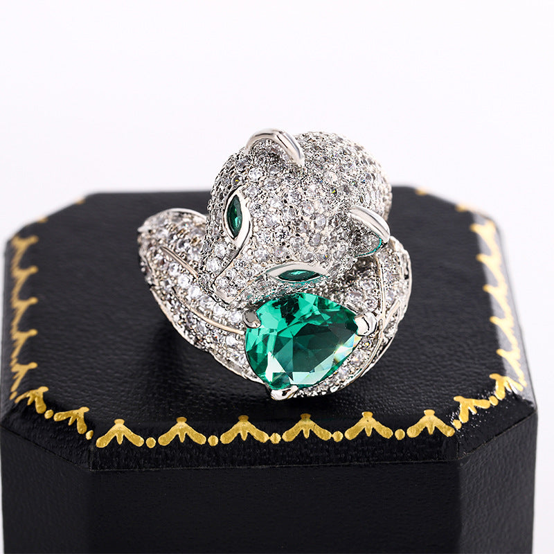 French-style vintage fox open ring