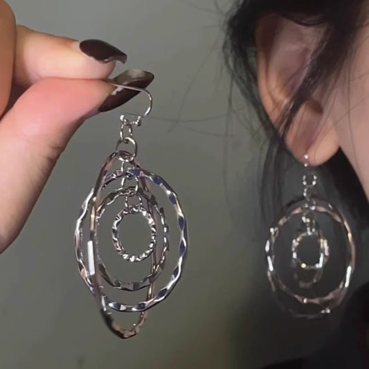 Vintage Layered Hammered Hoop Earrings