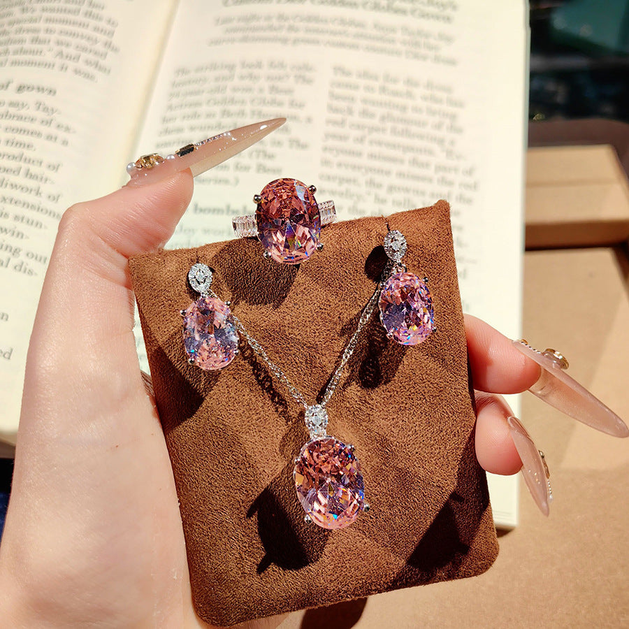 Pendant, Open Ring, Colored Gemstone, Pink Diamond, Earrings