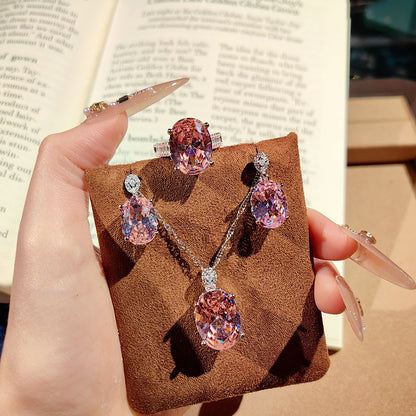 Pendant, Open Ring, Colored Gemstone, Pink Diamond, Earrings