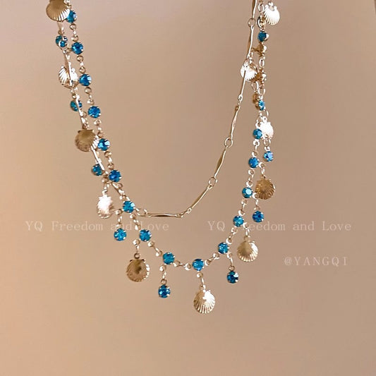 Luxury Chic Niche Sparkling Tassel Zircon Necklace