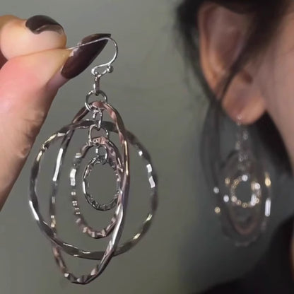 Vintage Layered Hammered Hoop Earrings
