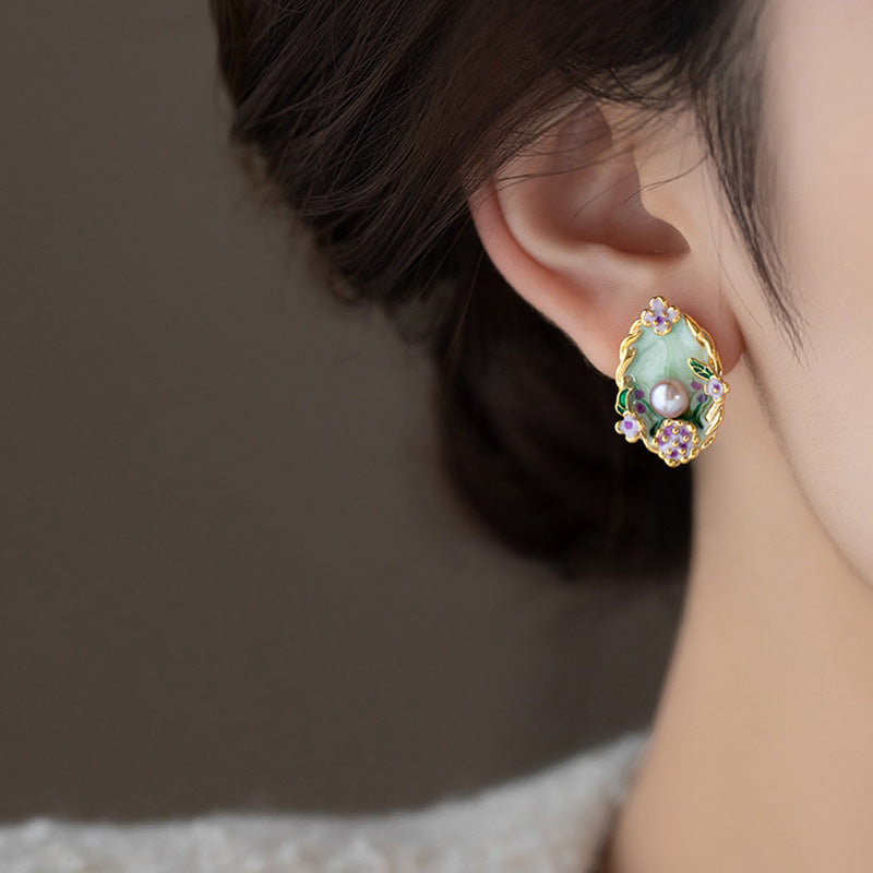 Monet's Garden Pearl Earrings