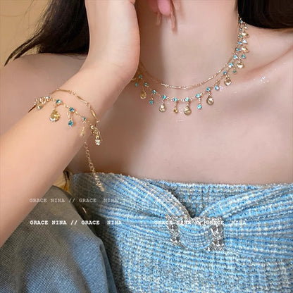 Luxury Chic Niche Sparkling Tassel Zircon Necklace
