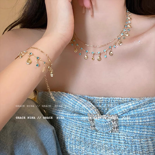 Luxury Chic Niche Sparkling Tassel Zircon Necklace