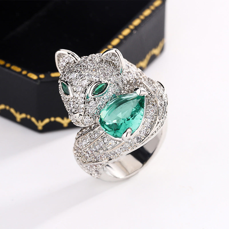 French-style vintage fox open ring