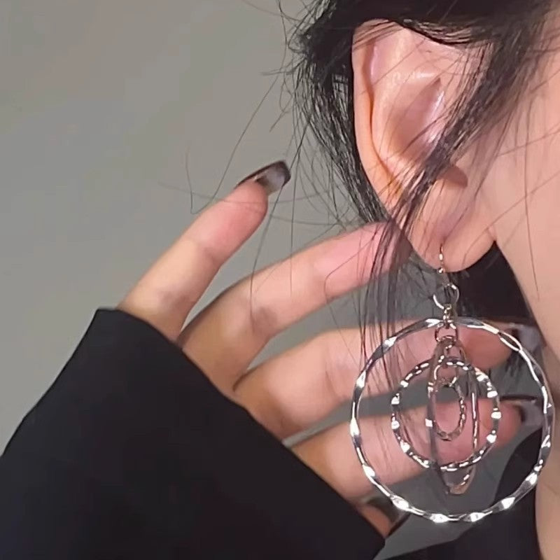 Vintage Layered Hammered Hoop Earrings