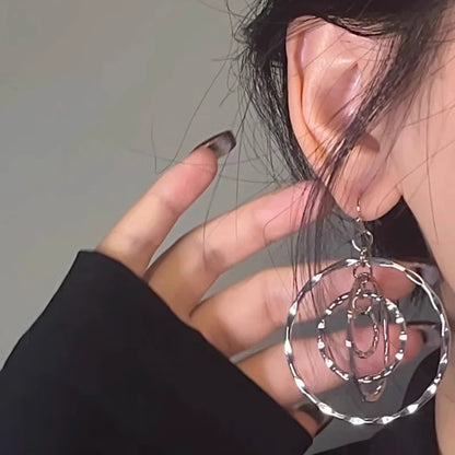 Vintage Layered Hammered Hoop Earrings